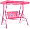 RELAX4LIFE Dondolo per Bambini a 2 Posti, con Tettoia Regolabile, Struttura in Metallo, Cinture di Sicurezza, Simpatici Motivi, per Cortile, Veranda e Balcone (ROSA)
