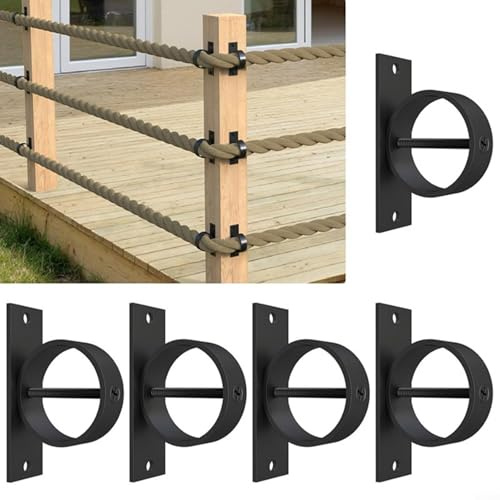 CWOQOCW Supports de clôture en corde en acier inoxydable, supports de clôture en corde robustes pour clôture de jardin, attaches de support pour décoration extérieure (5 pièces)