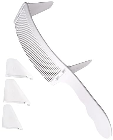 FOMIYES S-Förmig Gebogener Haarschneidekamm Weiss Profi Friseurkamm Set Übergang Haarschneidehilfe Herren Flattopper Positionierungskamm Haarschnitt Guide Barber Werkzeug