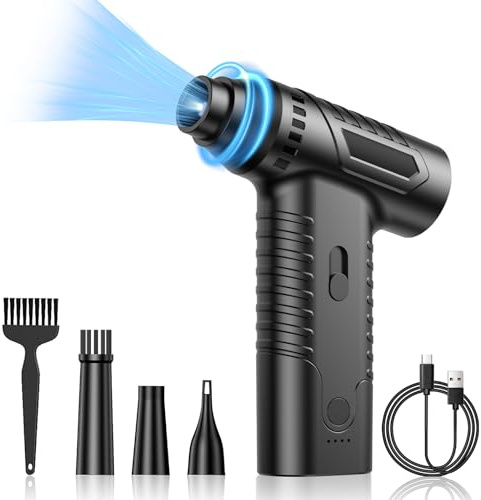 Akdomart Elektrische Staubgebläse Druckluftspray, 150000 U/min Höhe Geschwindigkeit PC Reinigungsset Dust Blower, Mini Compressed Air Duster Mit 4000mah Akku für Laptop, Tastatur, Auto