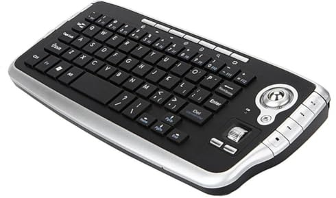 QTwgrCHng Wireless Keyboard With Trackball Mouse Scroll Wheel Remote Control 2.4GHz Compatible With Android TV BOX TV PC Notebook(Silver)
