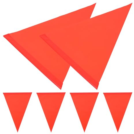Kisangel 6 Drapeaux de Sécurité pour Vélo en Pvc Rouge, Triangle Réfléchissant Indéchirable, Facile à Installer et Portable, Visibilité Lors Conduite sur Route