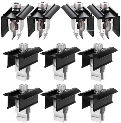 Trango Solarmodul Befestigung Set ST-0189B-2 Schwarz (6x Mittelklemme & 4x Endklemme) für gerahmte Module 30-45mm, Aluminium Halterung für 4 Solarmodul PV-Anlagen