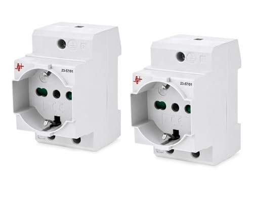 Kit Prese Schuko Modulari DIN TS35 Professionali 16A 230V – Prese Universali P40 per Quadro Elettrico – Compatibili Spine Schuko e Italiane – Fissaggio a Vite – IP20 (2)