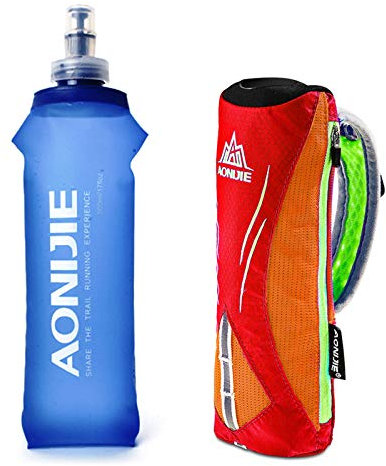 Geila Hand-Trinkflasche zum Laufen, 500 ml, mit Handschlaufe, Trinkrucksack, weicher Sport-Flachmann, Orange