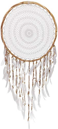 GURU SHOP Großer Exclusiver Traumfänger - Weiß 50 cm, Traumfänger, Mobiles