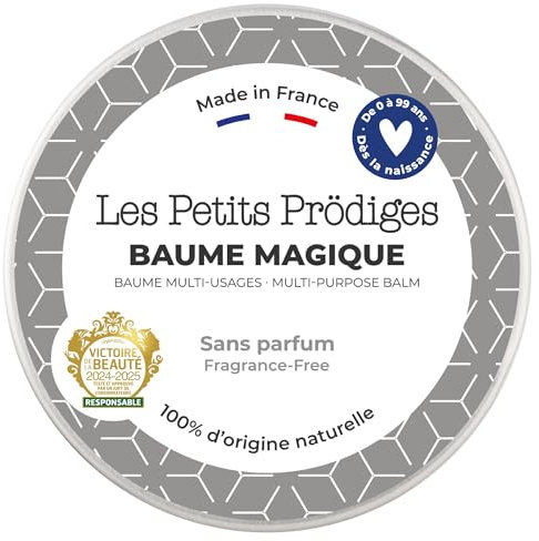 LES PETITS PRODIGES Baume Magique Multi Usages - Visage, Levres, Mains & Corps - Demaquillant, Soin Hydratant & Réparateur, Cheveux - 100% Naturel - Fabriqué en France - Emballage Recyclable - 30ml