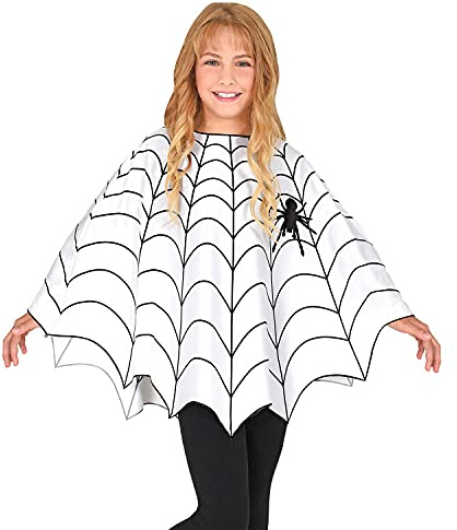 W WIDMANN MILANO Party Fashion 48143 - Poncho für Kinder, Spinne und Netz, Schwarz-Weiß, Umhang, Überwurf, Gewand, Spider, Spinnwebe, Kostüm, Verkleidung, Mottoparty, Karneval, Halloween