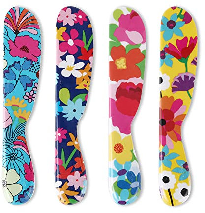 French Bull Melamin-Butterstreuer, 15,2 cm, 4-teiliges Set – lustige, bunte Messer für Frischkäse, Marmelade, Gelee, Mayo, Zuckerguss, Sandwich, bruchsicher, BPA-frei, spülmaschinenfest, 15,2 cm,