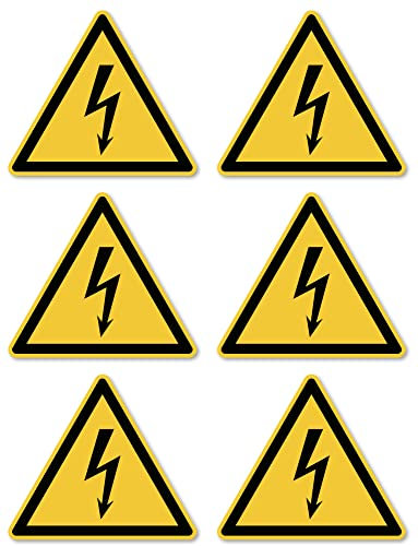 Warnung vor elektrischer Spannung: W012 - DIN EN ISO 7010 / ASR A1.3 - Aufkleber: 5 cm, 6 Stück