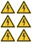 Warnung vor elektrischer Spannung: W012 - DIN EN ISO 7010 / ASR A1.3 - Aufkleber: 5 cm, 6 Stück