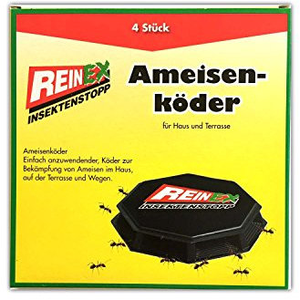 Reinex 4 Stück Ameisenköder Box Ameisenköderdose Ungezieferköder Ungezieferbekämpfung Köder Insektenfalle