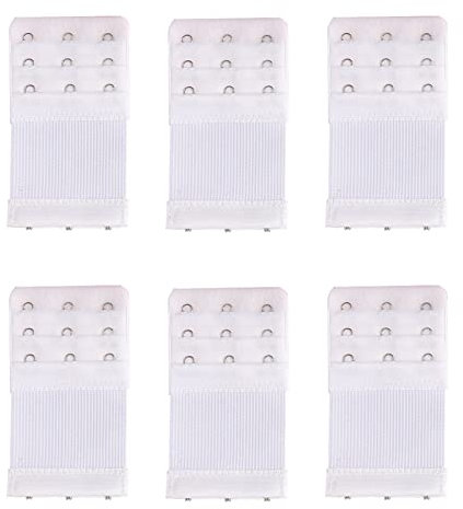 Yesmin Pack of 6 Bra Strap Extenders Extensions Elastic Extender Set 3 Hooks 1.3cm Spacing (White)