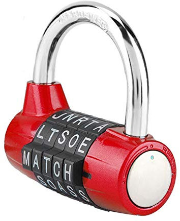 Candado de Combinación de 5 Dígitos, Candado de Código de Combinación de 5 Letras, Bloqueo de Contraseña de Aleación de Zinc para Puerta, Maleta de Viaje, Casillero de Gimnasio(Rojo)