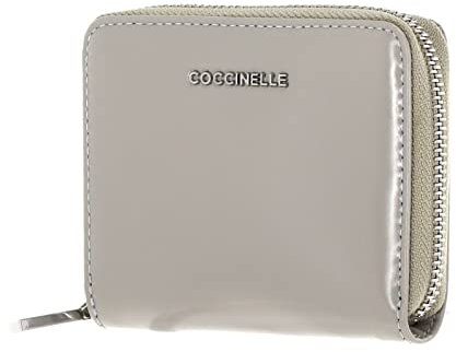 COCCINELLE Metallic Shiny Leather Zip Around Wallet Gelso