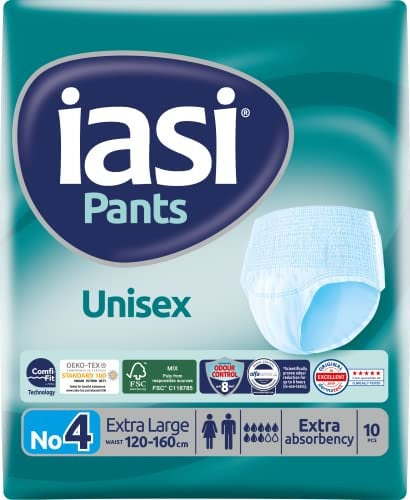 IASI Pants UNISEX Alta Protezione, 10 Mutande Assorbenti monouso, Assorbenza EXTRA, Taglia XL, 10 Unità