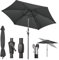 Sekey® 300cm Sonnenschirm mit Kurbel und Auto Kippen,Marktschirm für Terrasse,Balkon & Garten,Windfest Stabil UPF 50+,Grau,Rund