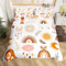 Boho Rainbow Bedding Set For Girls Single,Cute Bohemian Eyes Moon Sun Duvet Cover Kawaii Cloud Dream Catcher Comforter Cover For Kids Nursery Cartoon Hand Drawn Doodle Quilt Cover 1 Pillowcase
