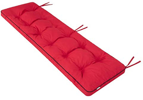 Bankauflage für Gartenbank, Polsterauflage, Sitzkissen, Bankkissen, Bankpolster mit 8 cm Dicke Polsterung, Auflage für Bänke, Made in EU - 180x40 cm - rot