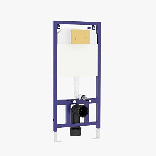 Aqua Wall Hung Toilet Frame with Dual Flush Concealed Cistern & Square Brass Plate