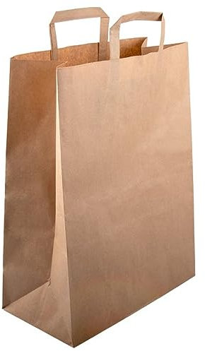 Blanc HYGIENIC Papiertüten, Papiertaschen, Papiertragetaschen braun, flacher Henkel 300 Stück, umweltfreundlich