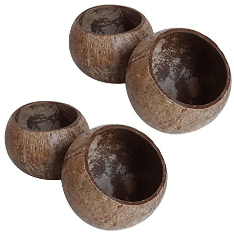 Fegtrty Lot de 4 pots de bougies verseurs en coquille de noix de , bol en bois de noix de , bol de décoration, bol de rangement
