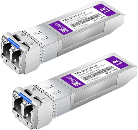 XZSNET Transceiver 10GBASE-LR SFP+, SFP+ a LC,modulo fibra monomodo 10G compatibile con Cisco SFP-10G-LR, Ubiquiti UniFi UF-SM-10G, Mikrotik S+31DLC10D, Meraki, Netgear e altro, confezione da 2.
