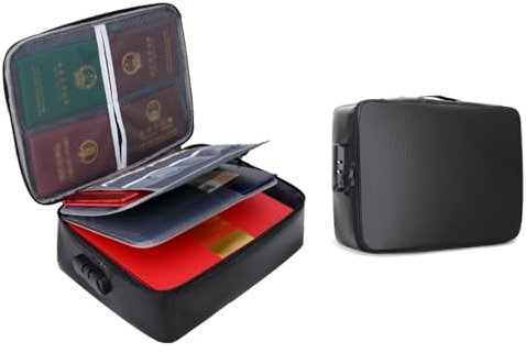 SANON Boîte à documents ignifuge, sac à documents ignifuge, boîte verrouillable, sac à documents ignifuge à 3 couches, boîte de rangement de documents résistante à l'eau avec serrure