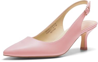 DREAM PAIRS Women's Kitten Heel Slingback Pointed Closed Toe Low Stiletto Heels Dress Bridal Elegant Wedding Pumps Shoes,Size 8,Pink-Pu,SDPU2444W