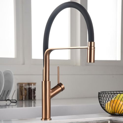 IMEX - Grifo de Cocina Extraible | Grifo Monomando Fregadero | Griferia de Cocina con Mangera Flexible 360º | Serie Sena | Color Oro Rosa Cepillado