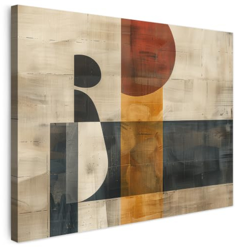 MuchoWow© Bilder Wohnzimmer Deko Moderne Wandbild Kunstdruck auf Leinwand | 70x50 cm - Bild Schlafzimmer über Bett Room Decor Geschenke Modern - Kunst - Beige - Industrial