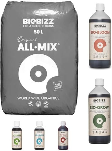 Biobizz Allmix 50L Erde mit Bio Grow 1L, Bio Bloom 1L, Heaven 250ml, Top Max und Acti Vera