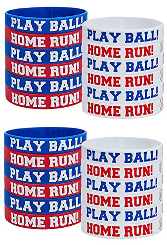 Rhghfujhgy 24 Stück Baseball-Silikonkautschuk-Armbänder, Silikagel-Baseball-Armband, PLAY BALL HOME RUN-Armband für Baseball-Themenparty