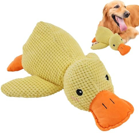 Luckxing Beruhigende Ente für Hunde,Beruhigendes Enten-Hundespielzeug - Beruhigendes Entenspielzeug für Hunde - Quietschspielzeug für Hunde zum Kauen und zur Mundreinigung im Innenbereich, sanftes