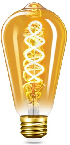 LED Edison Glühbirne E27, Vintage Glühbirne Dimmbar 4W LED Filament Birne Lampe Amber Glas Ideal für Dekorative Beleuchtung