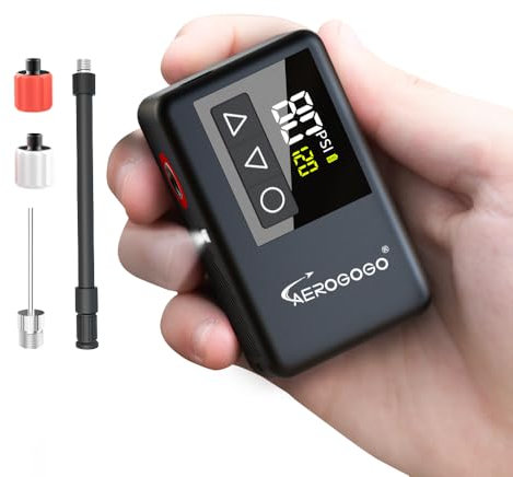 GIGA PUMP Mini pompe à vélo rechargeable de 120 psi, pompe à vélo avec manomètre numérique, pompe à air portable de 107,7 g, gonfleur de pneu de montagne, valves Presta et Schrader, pression préréglée