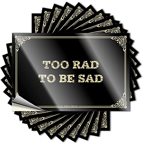 Aufkleber für Autos Too Rad to Be Sad, Auto-Aufkleber für Ihr Auto (6 x 9 cm)