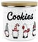 Christmas Gonks Cookies Storage Canister - Festive Xmas Gnome Character Biscuits Cookie Jar - White Metal Enamel Food Storage Container Pot Present