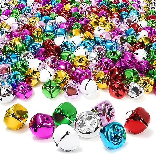 120 Pezzi Campanellini, Campanellini Sonagli Piccoli, Campanellini Natalizi, Campanelle Metallo Colorate, 15 mm Mini Campanellini, Campanellini Fai da Te per Artigianato Natalizio (8 Colori)