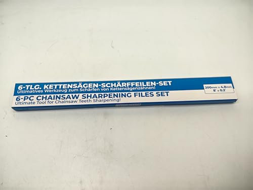 Chainsaw Sharpening File Set - 6 Round Files Compatible w/ ⅜” Pitch Chainsaws - Efficient Tool Kit for Filing Saw Chains - Heavy-Duty Chainsaw Sharpener Files - by EffektWerk