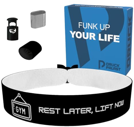 Fitness Stoffarmband Later Lift Now - Wasserfestes Satinarmband - Motivationsarmband für Fitness Enthusiasten - Gym Accessoires - Sportliche Mode - Fitness Merch - Trainingsarmband