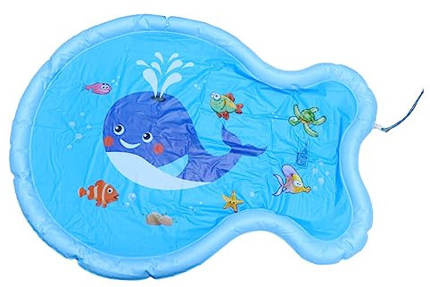 VICASKY 1pieza Alfombra Rociadora De Agua para Jardín y Playa Diseño De Ballena Mat para Patio Césped y Piscina Hinchable y Divertido Juguete Exterior para Verano