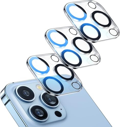 Giftorld [Lot de 3 protections d'objectif d'appareil photo pour iPhone 16 Pro/16 Pro Max, verre trempé 9H, anti-rayures, compatible avec les coques, cercle de nuit, sans bulles, clarté HD, couverture