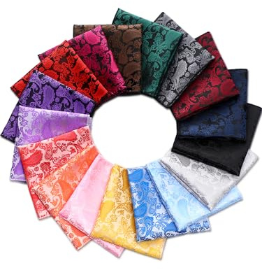 Geyoga 17 Pcs Pocket Squares for Men Paisley 8.9 Assorted Colors Party