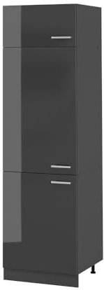 Vicco Armario para frigorífico Empotrado R-Line, Antracita Alto Brillo, 60 cm
