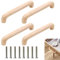 Piuluvor® 4 Stück Schrankgriffe Holz 128mm Lochabstand Retro-Design Buchenholz Möbelgriffe