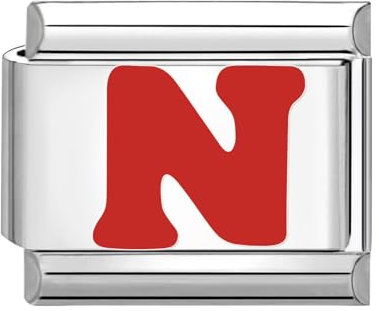 papasgix Italian Charm Bracelet Charms Module für 9mm Charm Bracelets DIY Italian Style Charms für Damen Buchstaben A-Z Italienisches Charm Armband Zubehör Geschenk Rot N