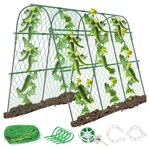 Tuteur De Concombre,160x120cm Treillis Concombre,Treillis Potager Plante Grimpante Exterieur,pour Les Légumes,Fleurs,Fruits,Les Treillis Support Plantes Jardin Extérieur(Forme en u,Couleur Verte)