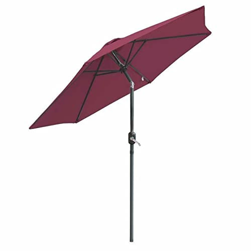 GTHTUHFD Parasol De Jardin Rond, Parasol De Jardin, Parasol D'Extérieur, Parasol Inclinable À Manivelle, Rouge Vin, 2,5 M