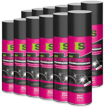 Spraytive 12x 300ml Fahrradreiniger ohne Wasser mit Wachs für E-Bike & MTB | Trockenreinigung, für Lack, Carbon, Alu & Gummi, Abperleffekt, frischt Kunststoff auf, Rennrad & Gravel, Made in Germany